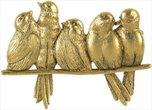 Museumize:Birds Five Sitting on Perch Brooch Pin by Giacomelli