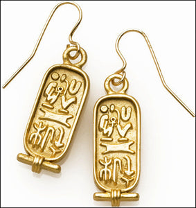 Egyptian Cartouche Dangle Earrings from Tomb of Ramses II