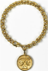 Museumize:Etruscan Janus Double-Headed Unisex Bracelet Gold or Silver Plated - 7883X