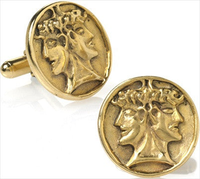 Janus Double Head Roman God of Beginnings Cufflinks, Assorted Colors - Museumize.com