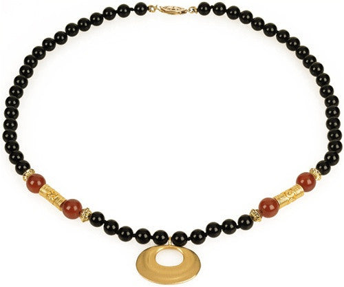 Pre-Columbian Inspired Necklace Nose Ring Pendant with Beads, Assorted Colors - Museumize.com