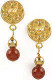 Museumize:Precolumbian Sinu Round Ornament Gold and Bead Drop Earrings, Assorted Colors