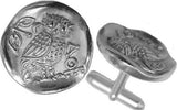 Museumize:Owl of Athena Minerva Greek Coin Style Cufflinks,silver plated over pewter
