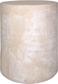 Museumize:Medium Round Drum Pedestal End Table Column 18H,Ochre with White Wash