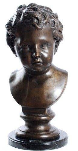 French Boy Bust Bronze Metal Statue 16H - Museumize.com