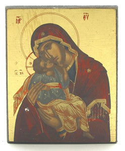 Museumize:Our Lady of Vladimir Mary Holding Baby Jesus Icon 2.75H - I-423