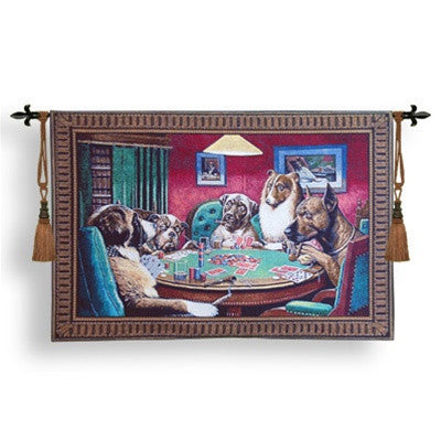 Dogs Playing Poker A Bold Bluff Woven Cotton Tapestry 52W - Museumize.com