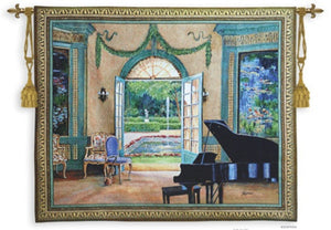 Museumize:Music Room with Grand Piano and Garden View by Monet Tapestry - 6762